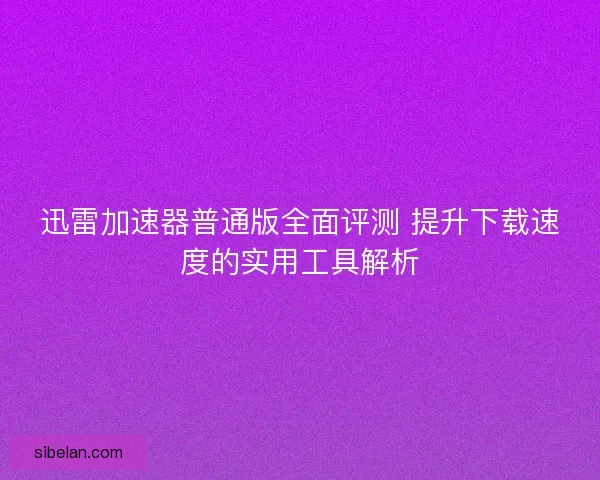 迅雷加速器普通版全面评测 提升下载速度的实用工具解析